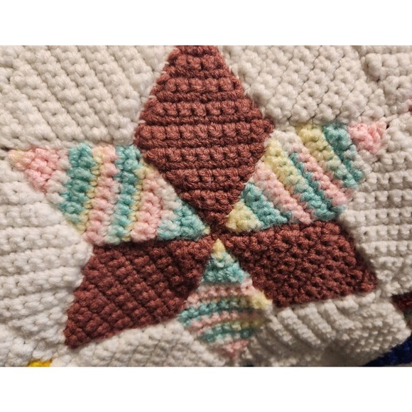 Handmade Crochet Afghan Blanket KING Granny Cottage Heirloom Farmhouse Decor - Picture 13 of 16